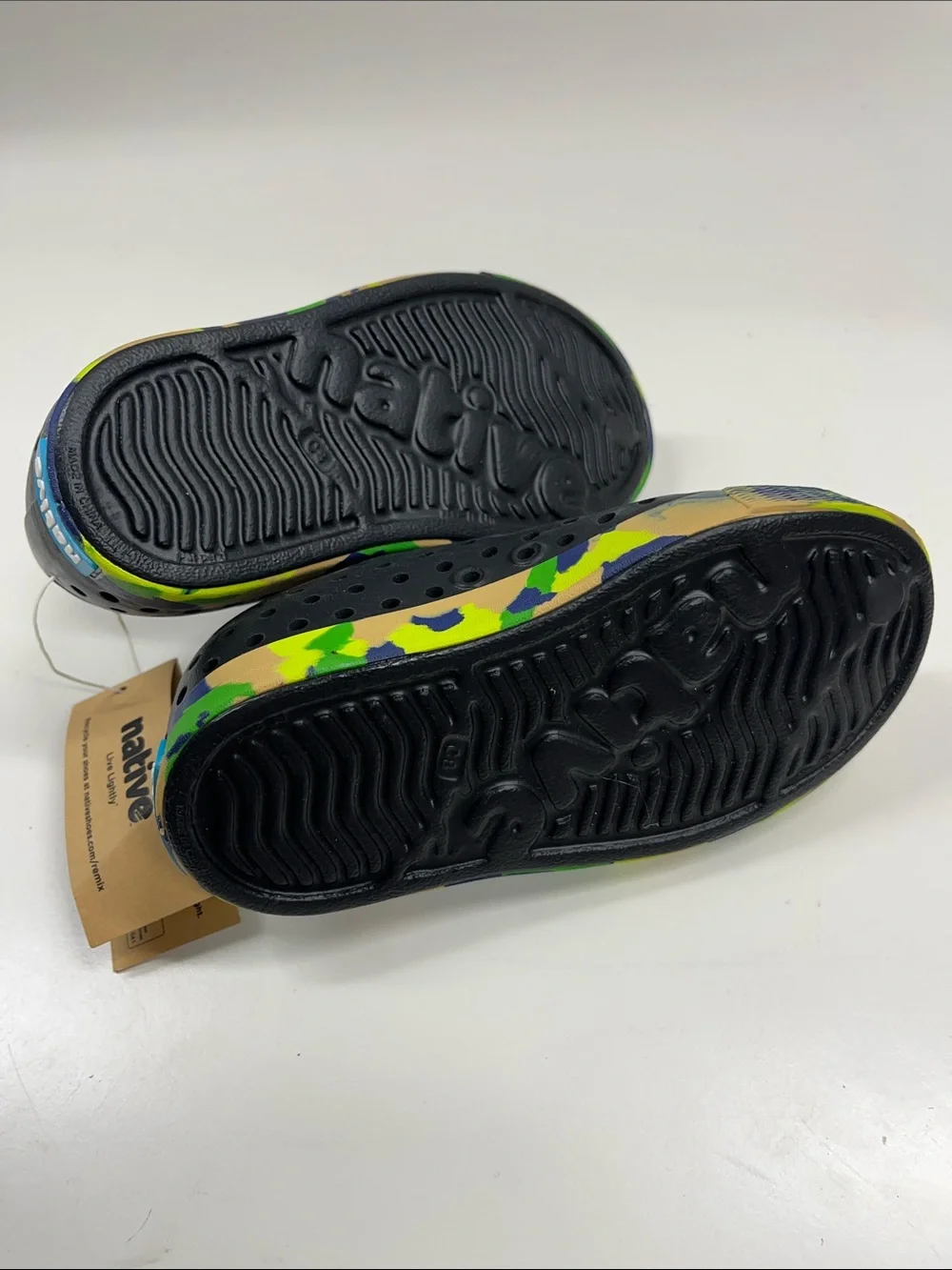NWT Native Jefferson Marbled Shoes Jiffy Black Grasshopper Green Size C8